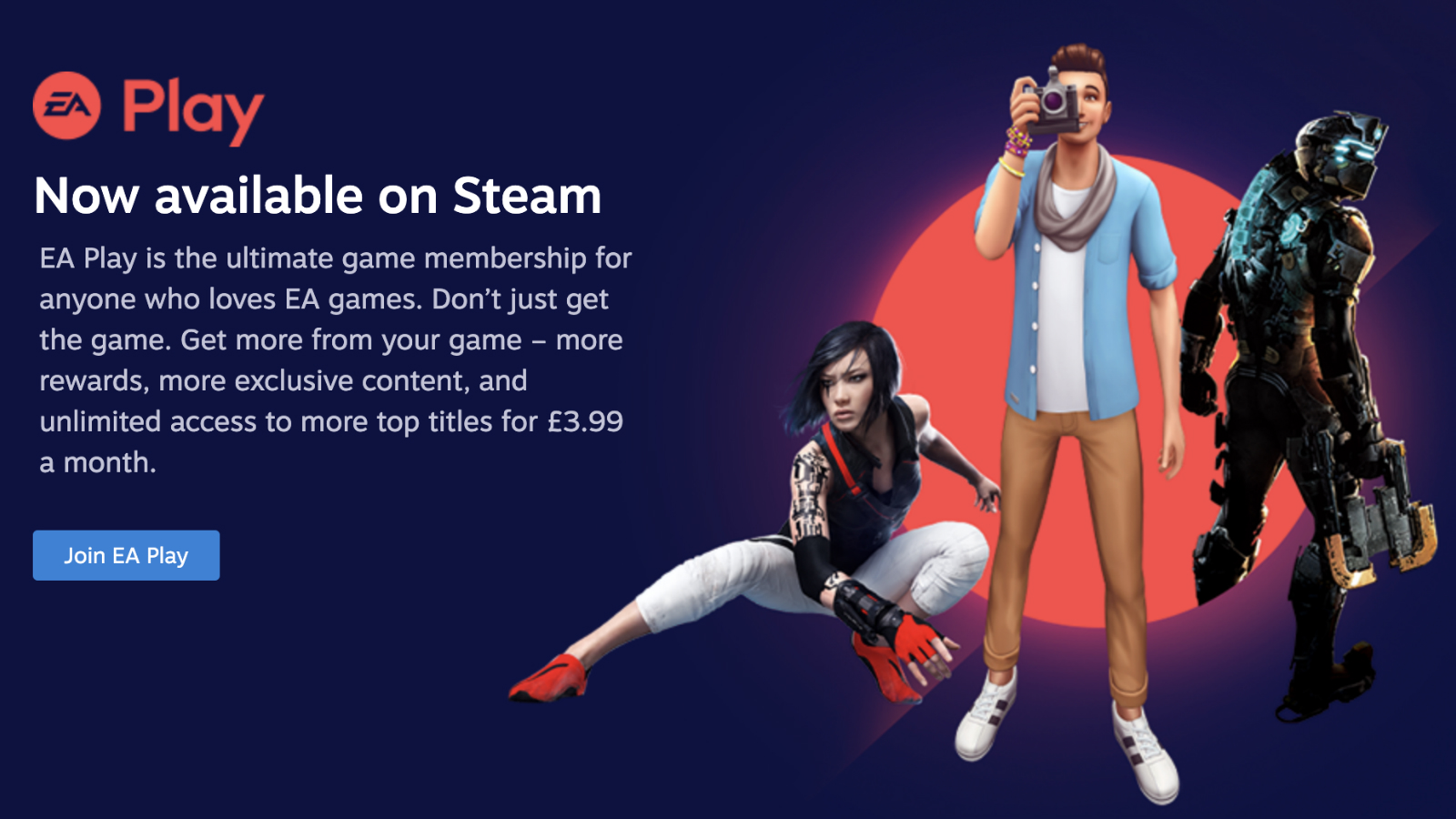 Μια εικόνα του EA Play Steam Link με την προέλευση