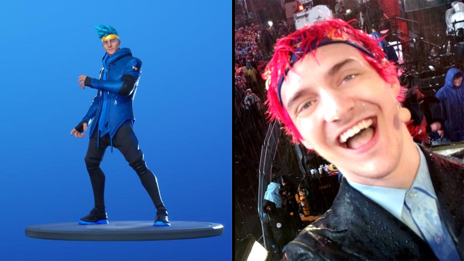 Ninja reacts to viral Fortnite recreation of his NYE flossing fail ...