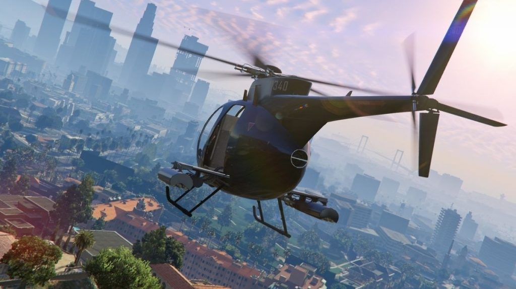 Helikopter repül Los Santos felett