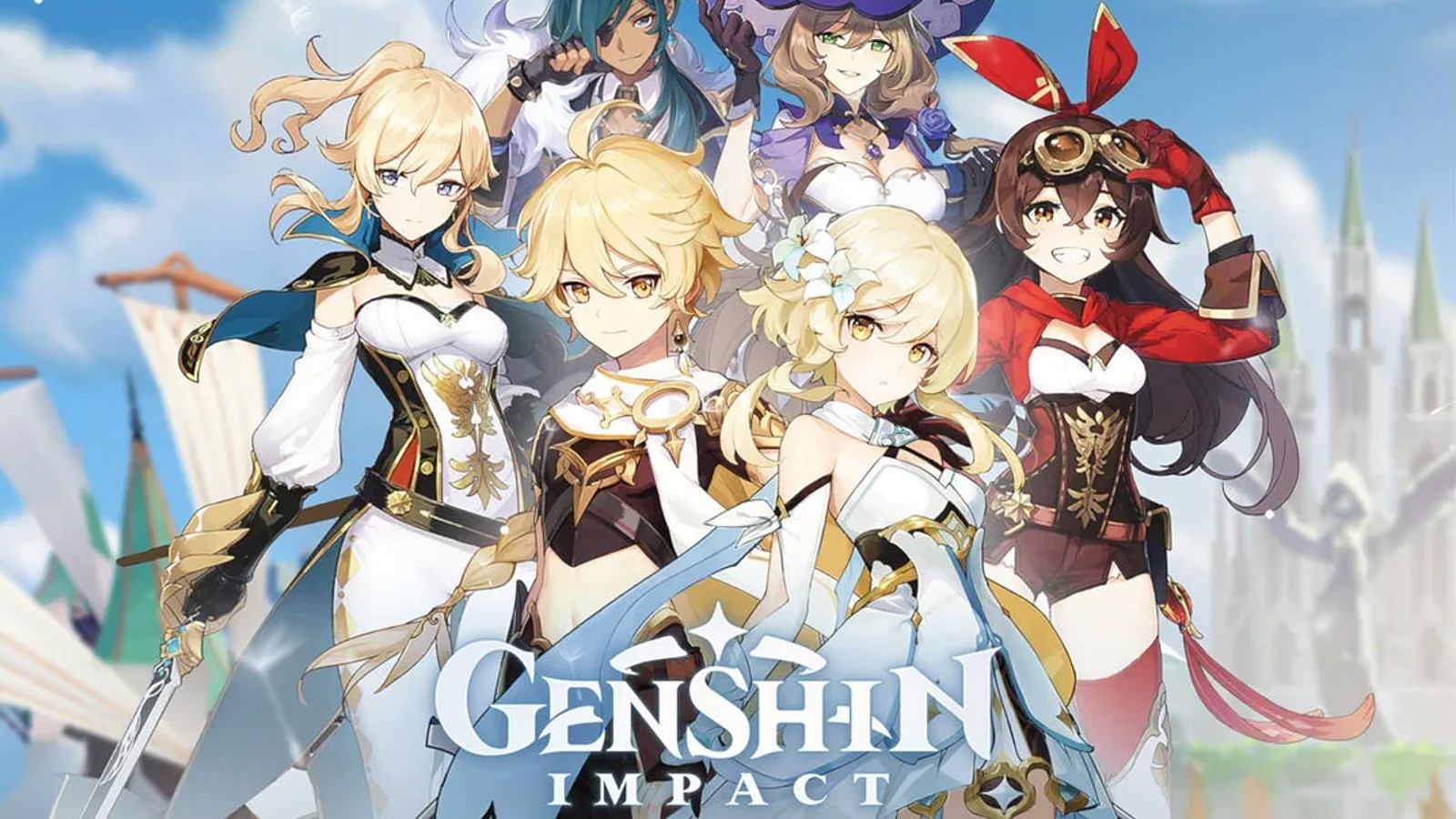 Gambar sampul Genshin Impact yang menampilkan banyak karakter
