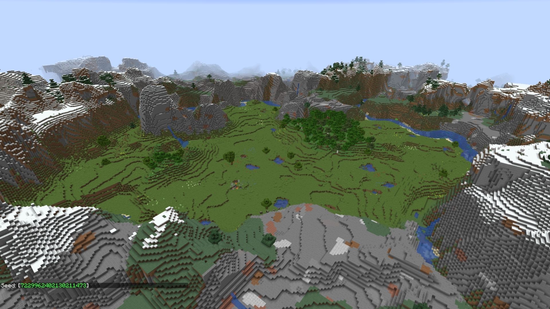 Bilde av et stort fjellbiom i Minecraft