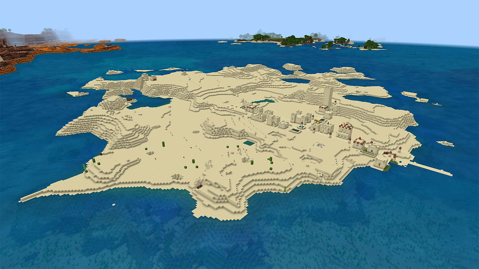Mapa pouštního ostrova vytvořená pomocí semene v Minecraft
