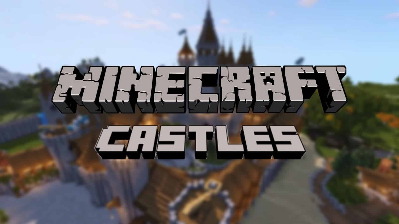 Una imagen de un castillo de Minecraft con el logotipo de Minecraft