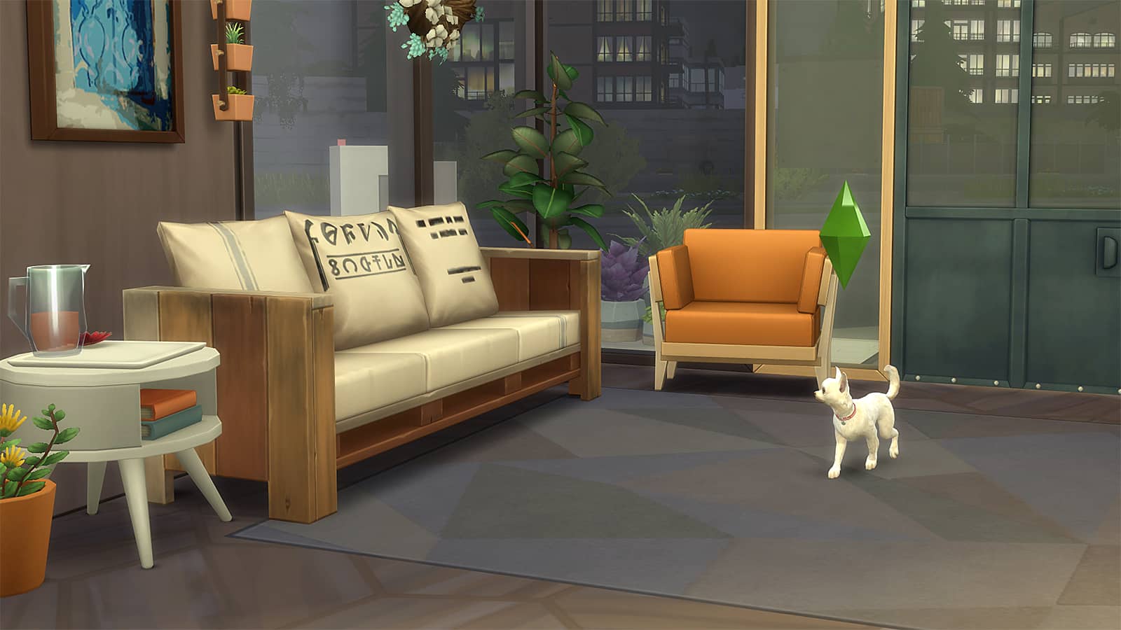 Una captura de pantalla de juego de mascotas jugables en Sims 4