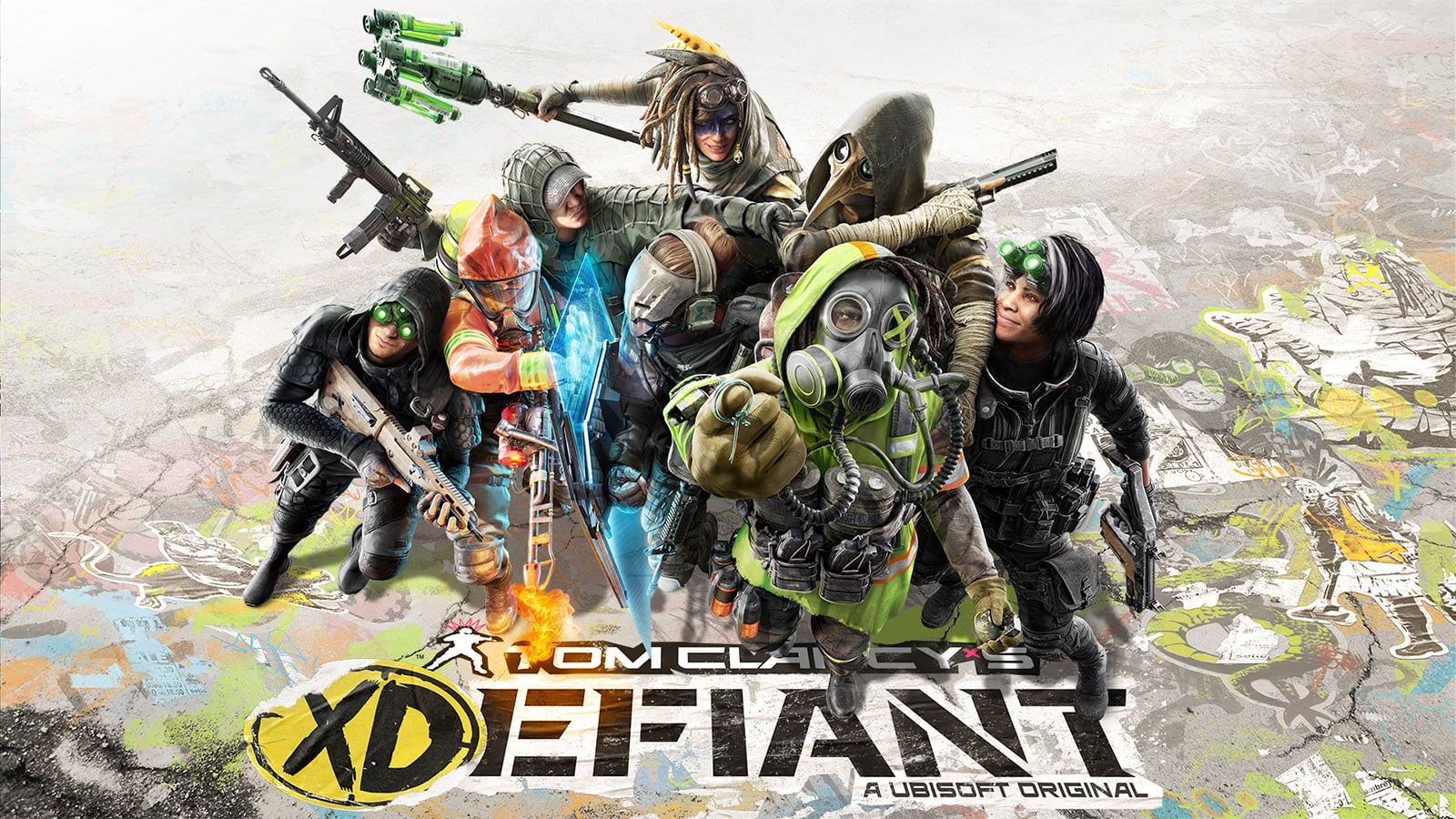 Uma imagem de Tom Clancy personagens com o logotipo XDefiant