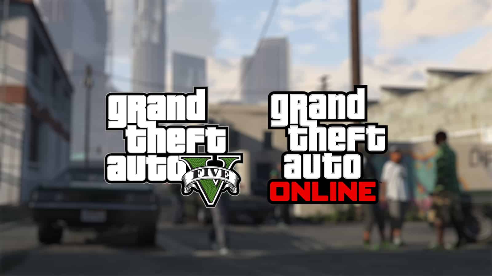 Uma imagem de jogabilidade mostrando os logotipos GTA 5 e GTA Online