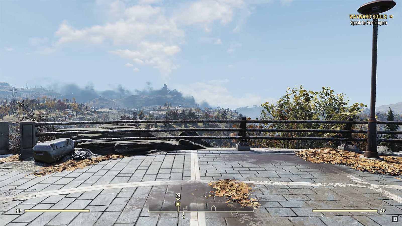 Pemandangan di luar Vault 76 di Fallout 76