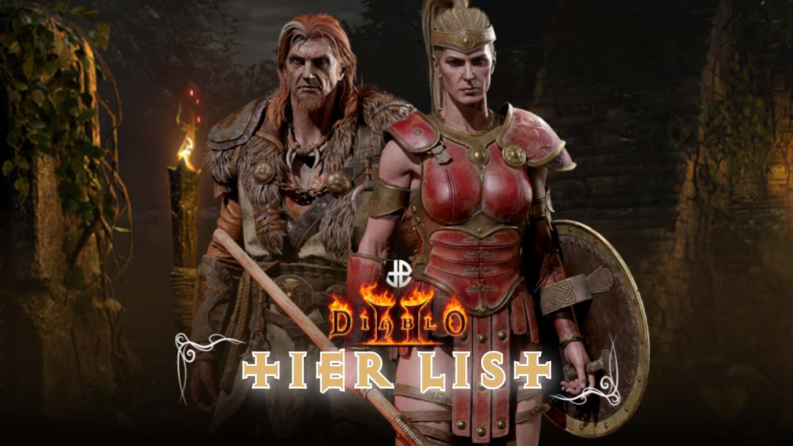 Diablo 2 Daftar Tingkat Dibangkitkan Amazon dan Druid Stand Against Forest City Background