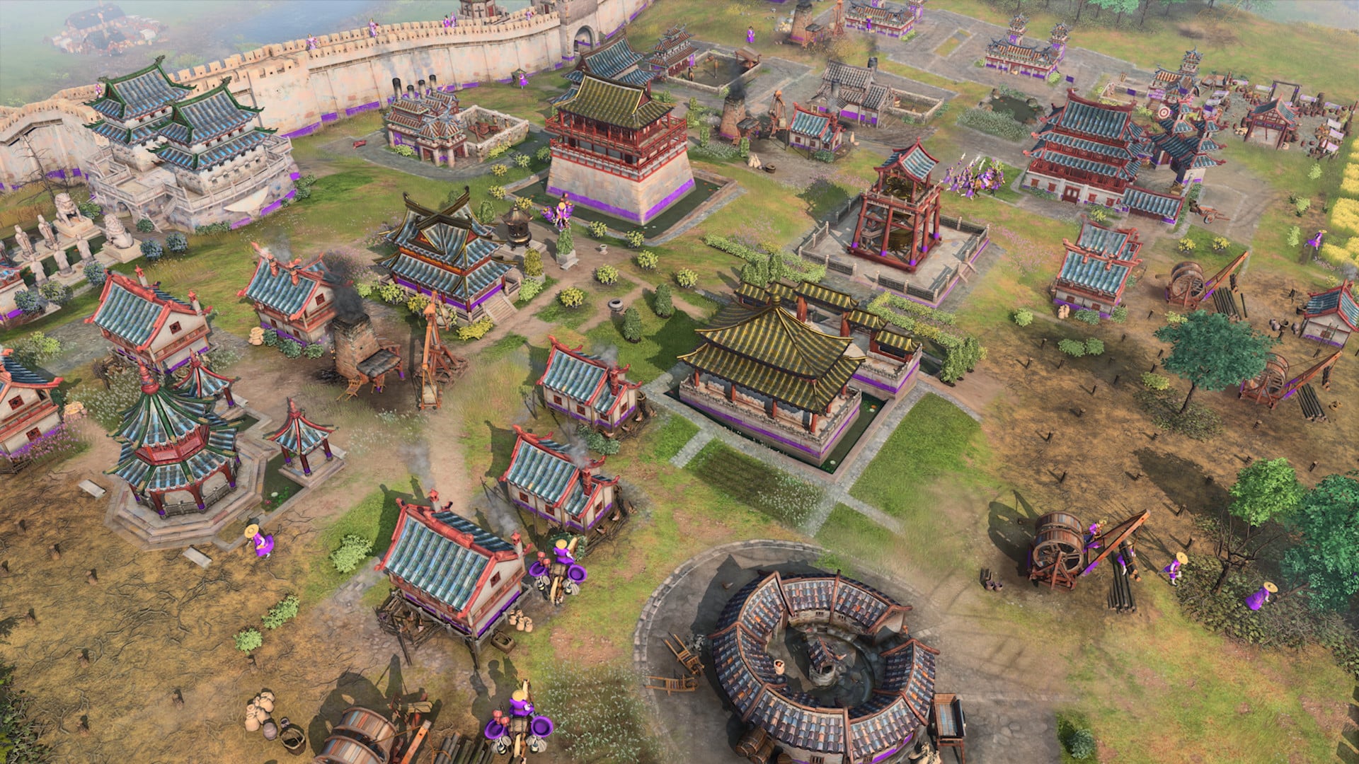 Screenshot Age of Empires menunjukkan sebuah kota