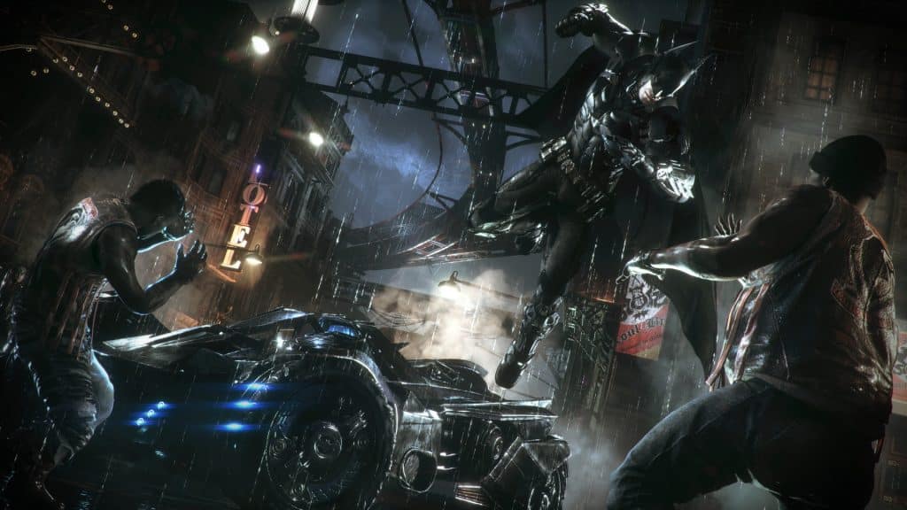 Batman kæmper fjender i Batman Arkham Knight, et af de bedste Xbox Game Pass -spil
