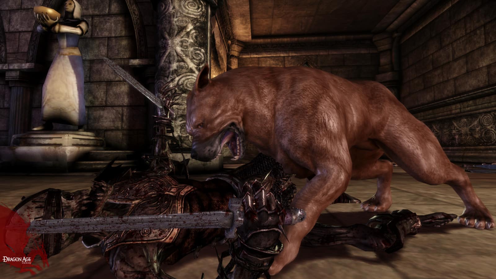 Dragon Age Origins يهاجم الكلب عدوًا