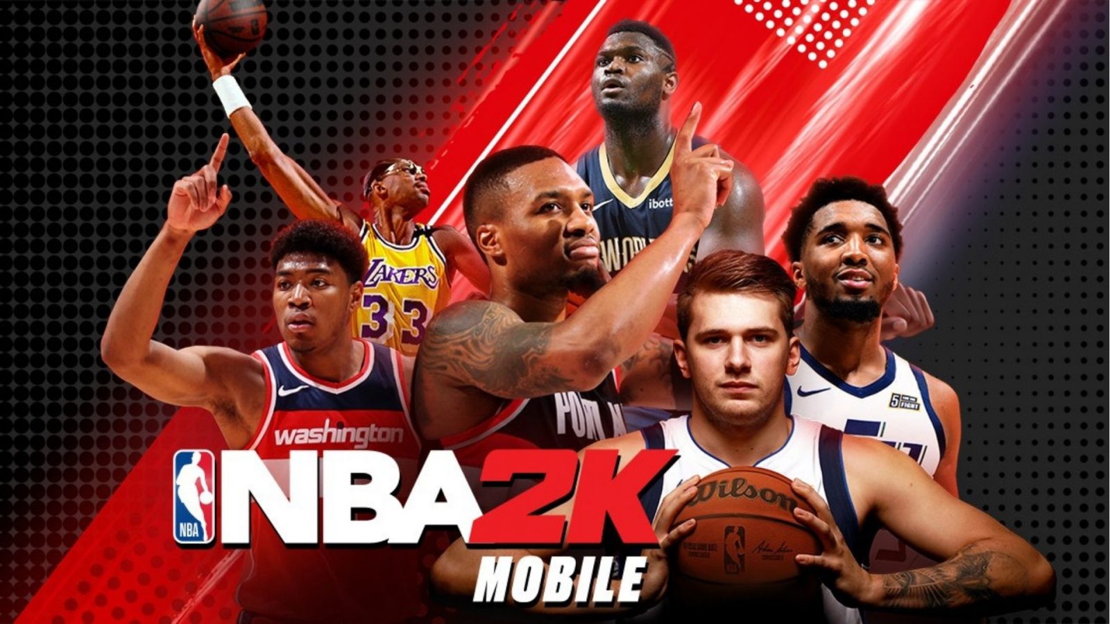 여러 플레이어를 특징으로하는 NBA 2K 모바일 포스터