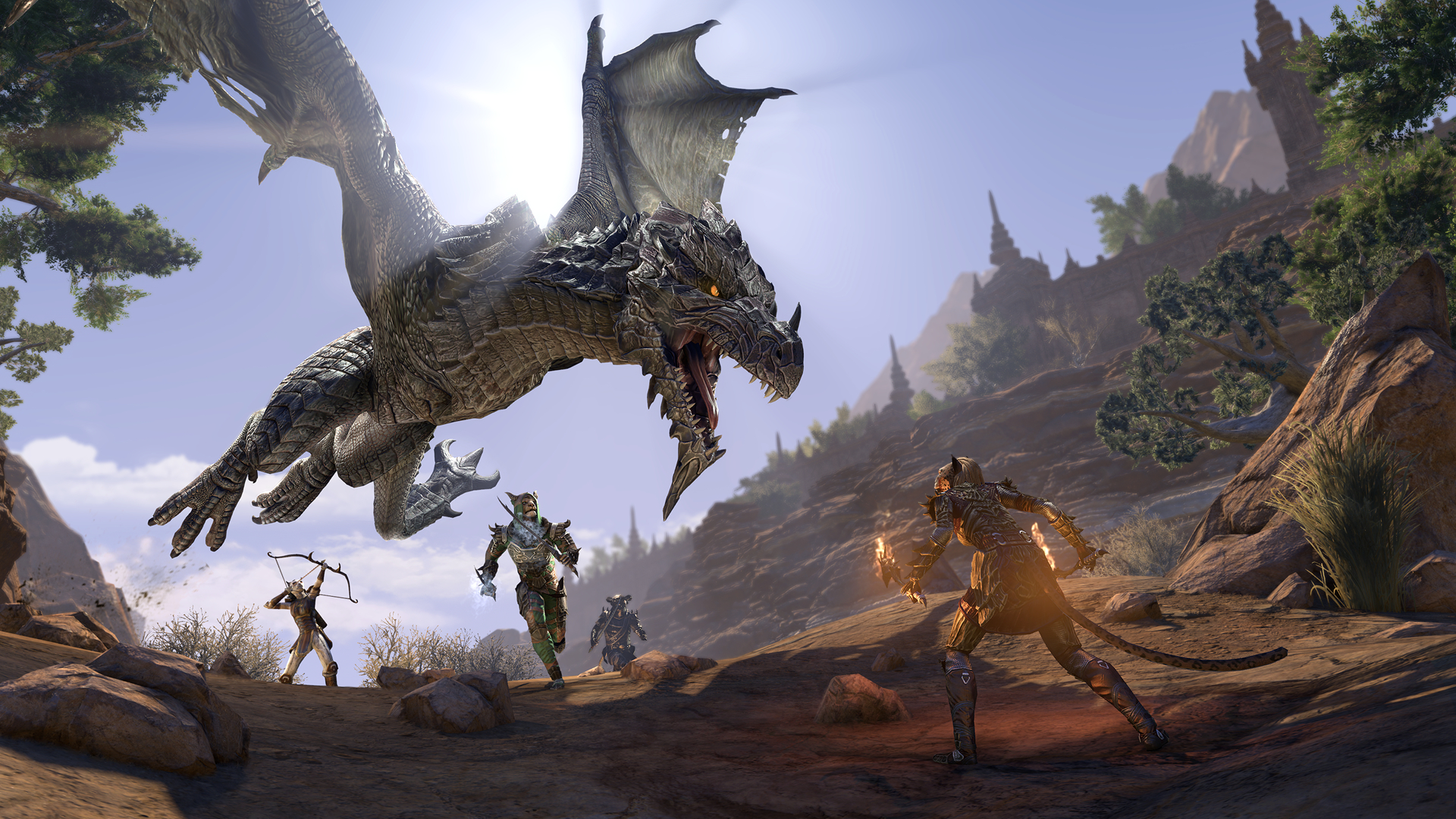 Elder Scrolls Online ESO Dragon به یک بازیکن حمله می کند