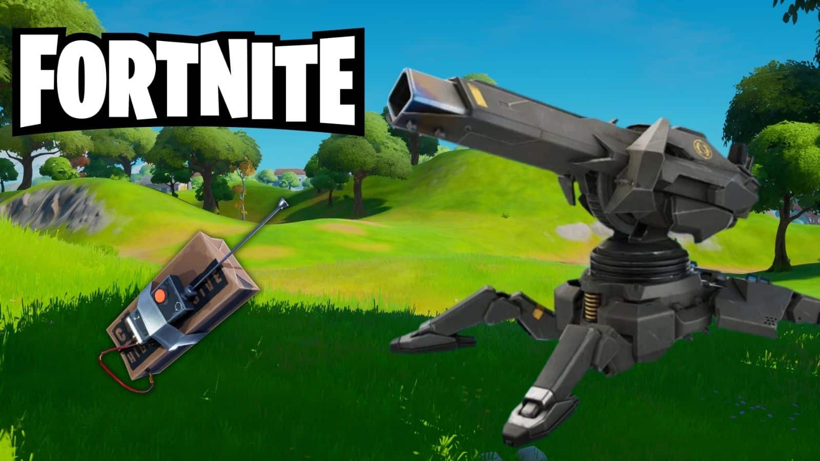 How to destroy turrets with a remote explosive in Fortnite to complete