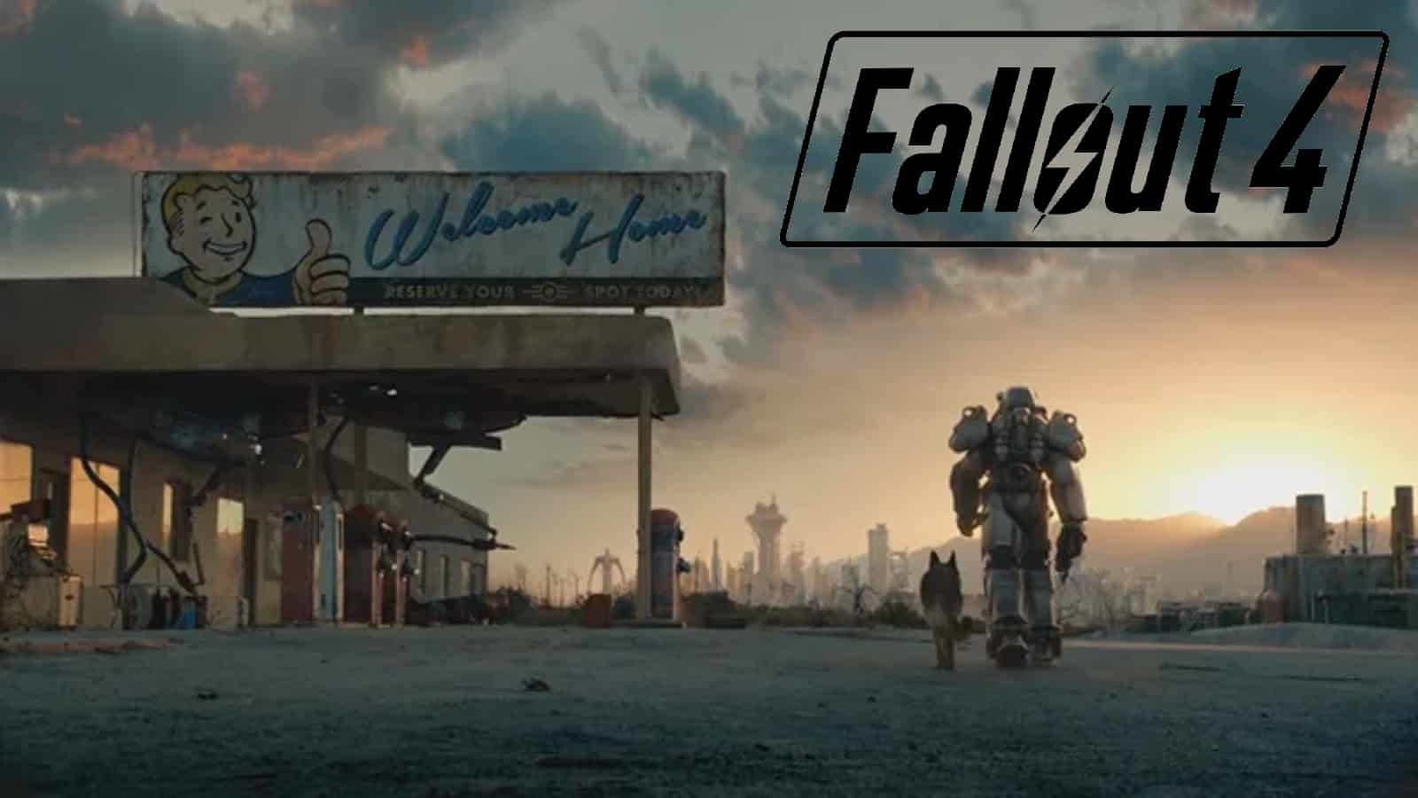 Et billede af vandreren med dogmeat i Fallout 4, et spil som Skyrim