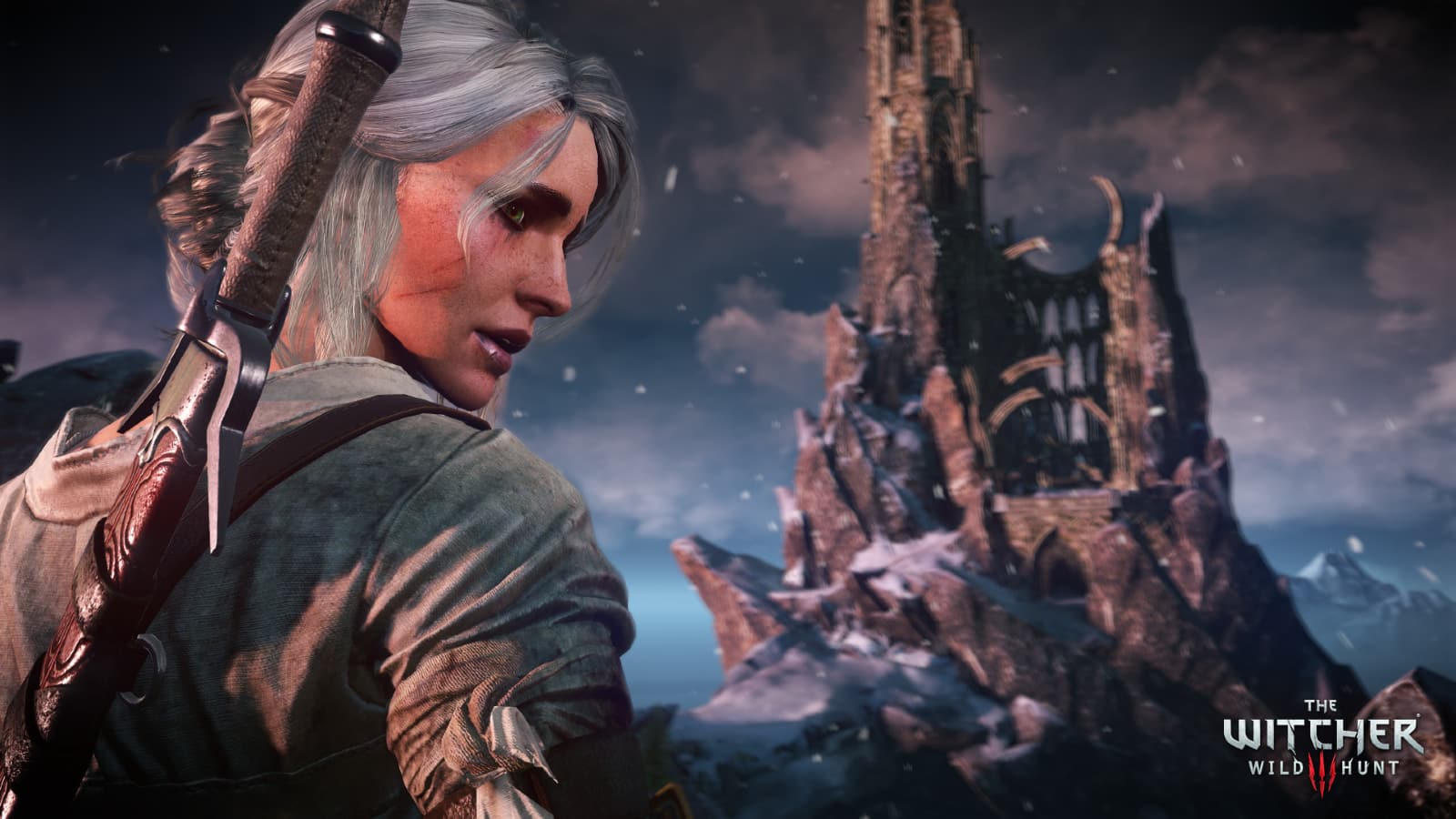 Et billede af Ciri i The Witcher 3, et åbent verdensspil som Skyrim