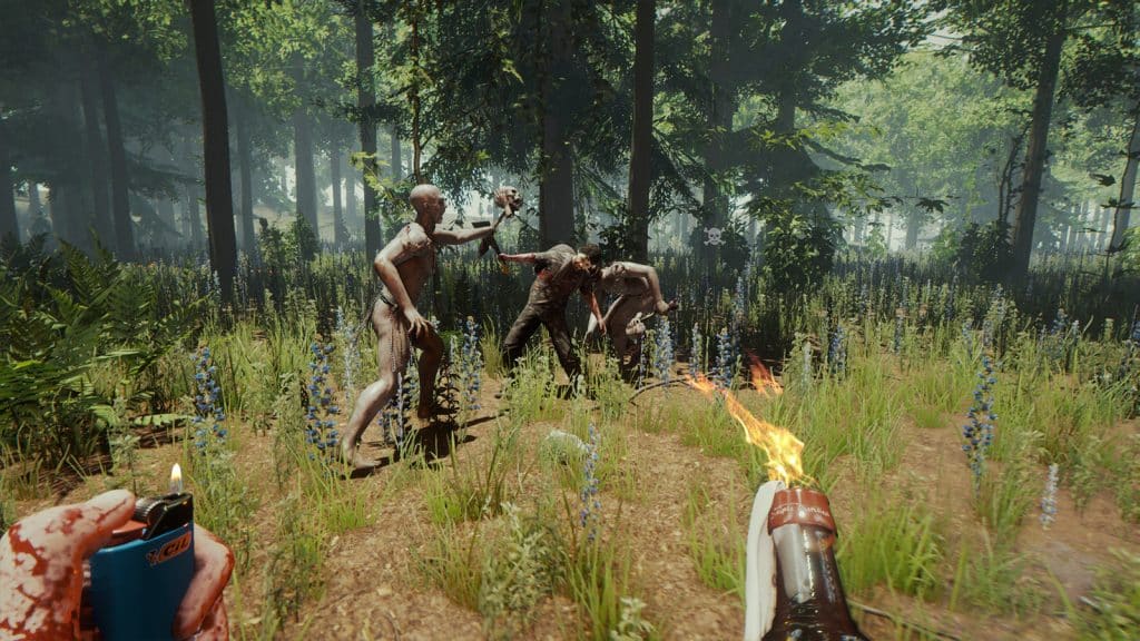 یک تصویر درون بازی از جنگل و موجودات خصمانه آن