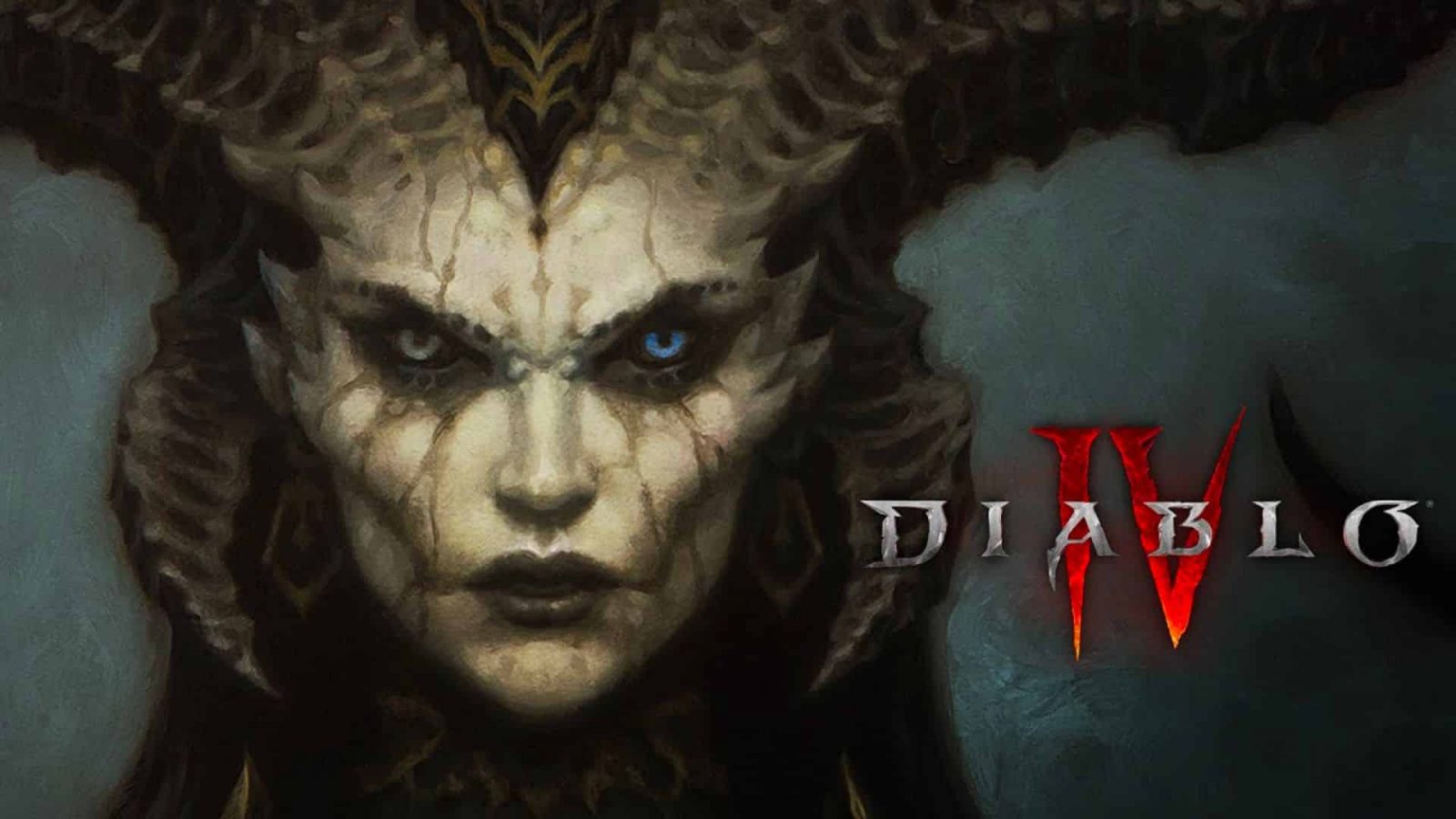 Lilith i Diablo ser truende med Diablo 4 -logo på høyre for skjermen