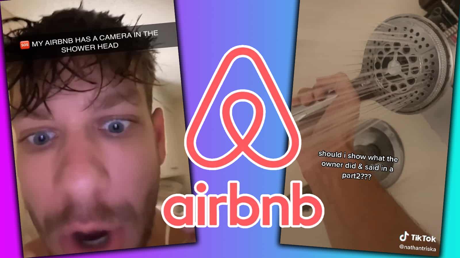 TikTok star Nathan Triska horrified after discovering hidden camera in AirBnB showerhead picture photo
