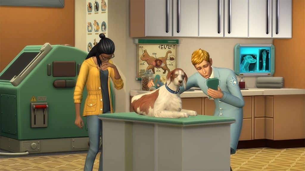 Ветеринарен лекар в Симс 4 с куче и друг SIM
