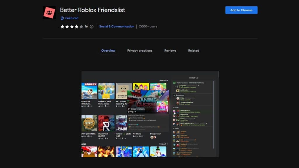 Uma imagem de melhor extensão do Roblox Friendslist