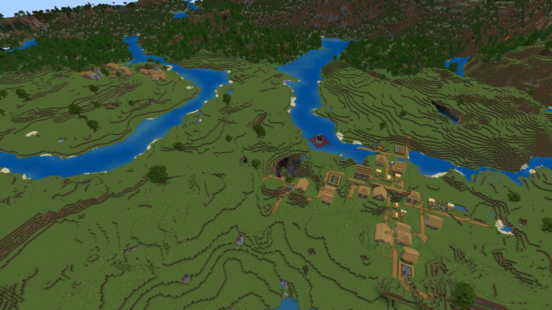 En Minecraft Village og Caves Best Minecraft Seeds 2023