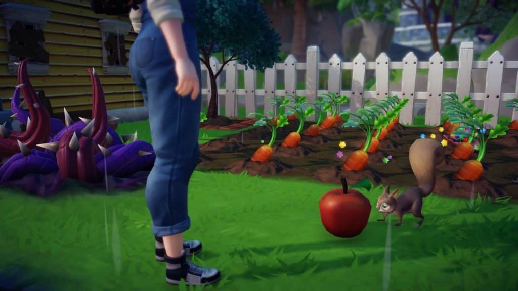 ڈزنی ڈریم لائٹ ویلی ایک گلہری کو ایک سیب کھلا رہی ہے