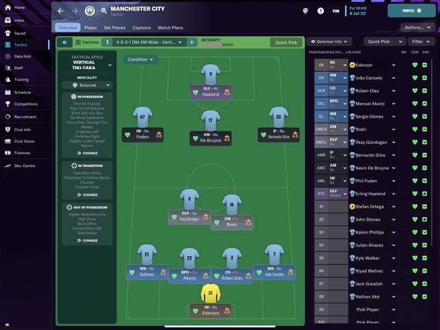 Football Manager Touch 2023 Screenshot ukazující taktiku
