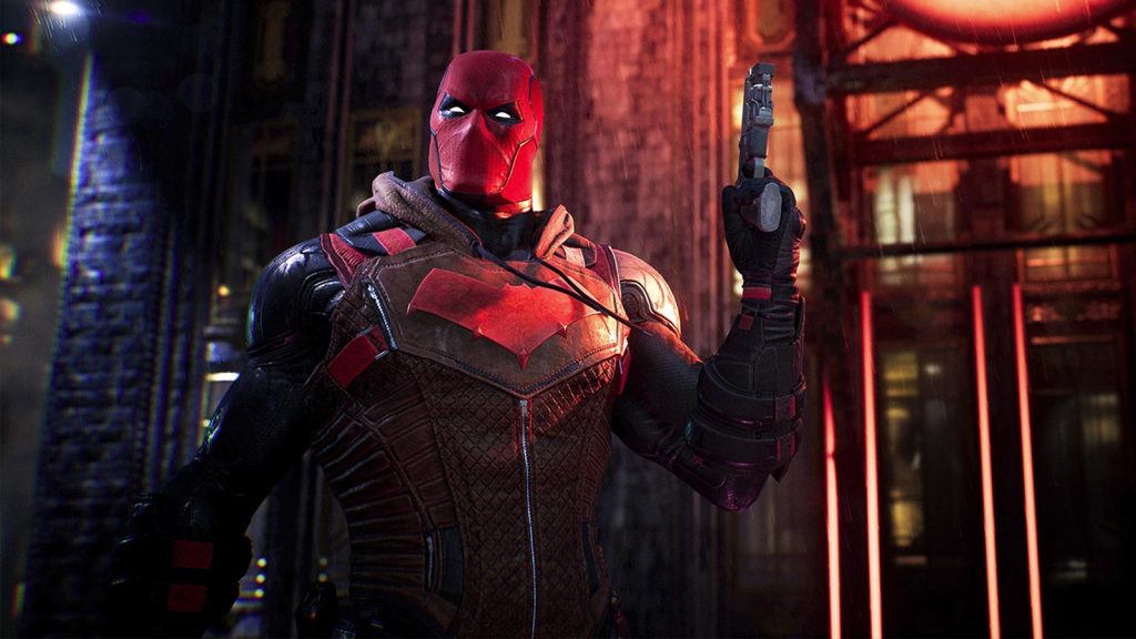 Красный капюшон держит пистолет в Gotham Knights
