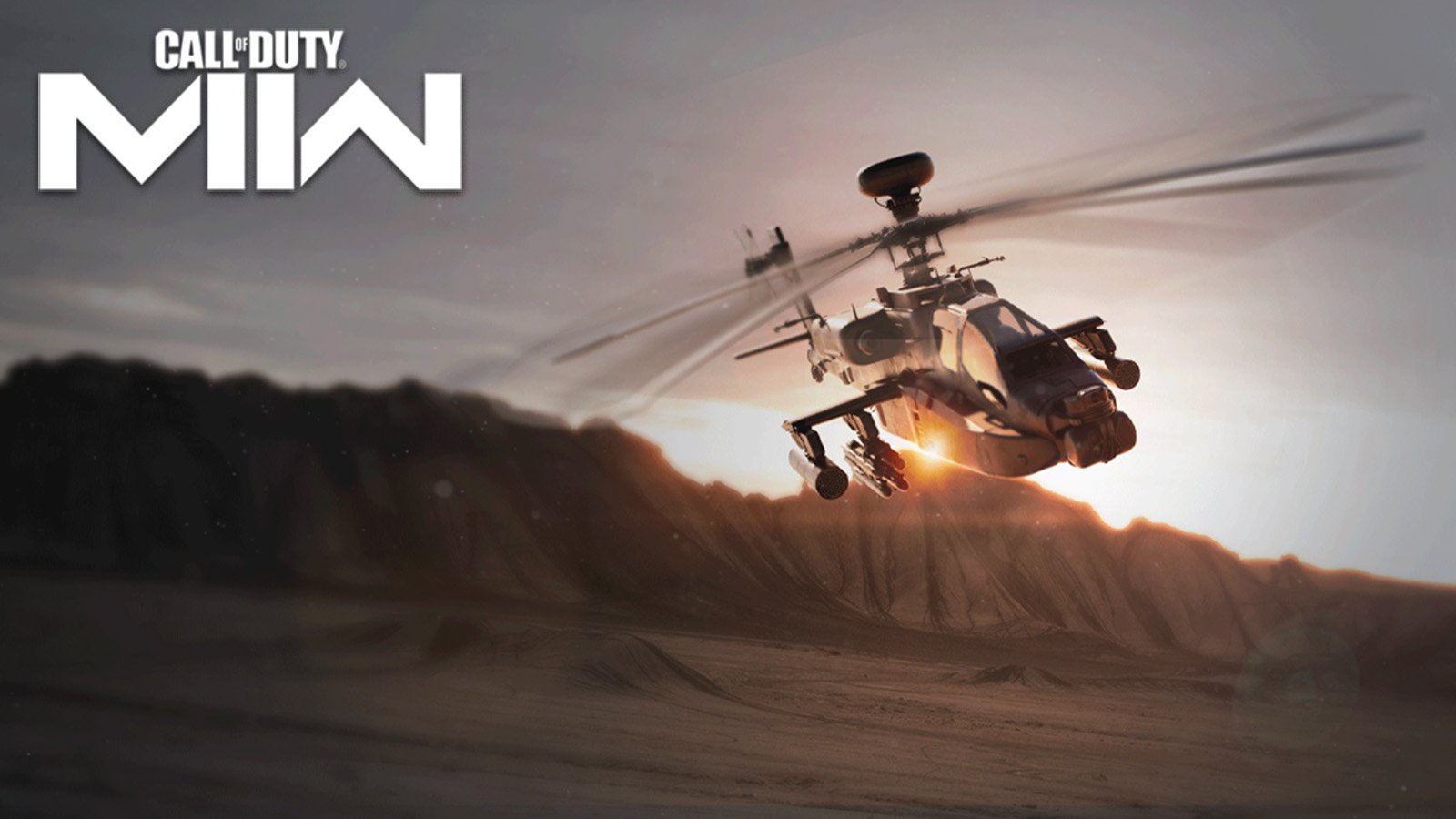 Modern Warfare 2 Chopper Gunner Streak vedle loga hry