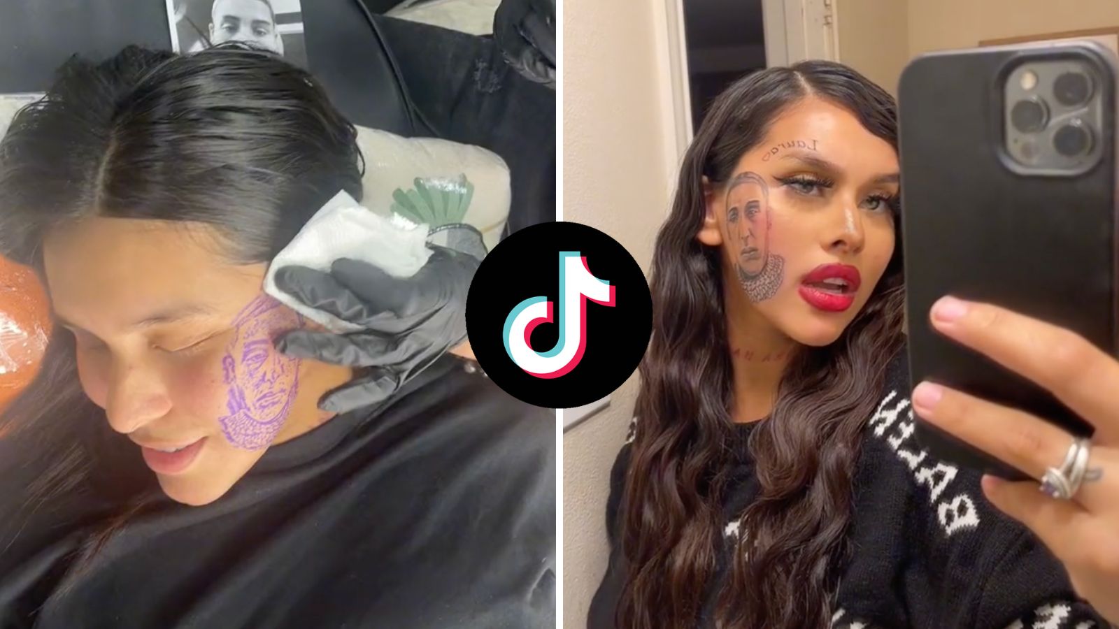 Girlfriend Tattoos Partner On Her Face! 👀😳 #fyp #foryou #relations, face tattoo
