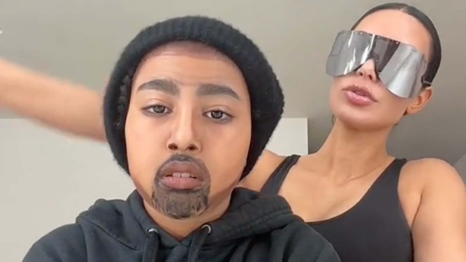 North West Transforms Into Dad Kanye In Viral Tiktok With Mom Kim Kardashian Dexerto 