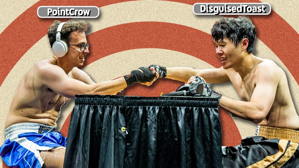 He's just misjudged it - Disguised Toast recounts receiving a  below-the-belt hit against PointCrow at Mogul Chessboxing Championship