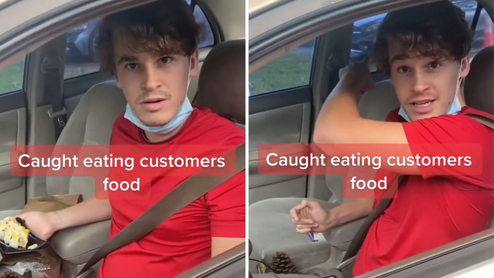 Zákazník konfrontuje vodiča Doordash po tom, čo ho chytil jesť jedlo