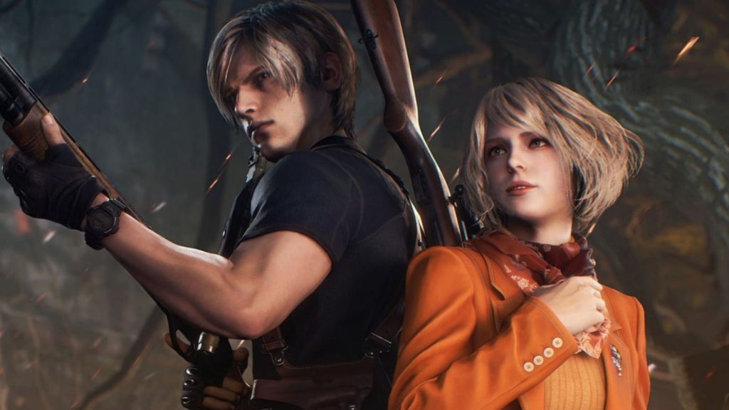 Leon และ Ashley ยืนอยู่ด้วยกันใน Resident Evil 4 remake