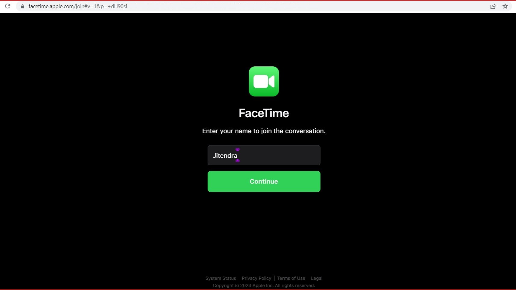 Windows PC'de Facetime Call'a katılıyor