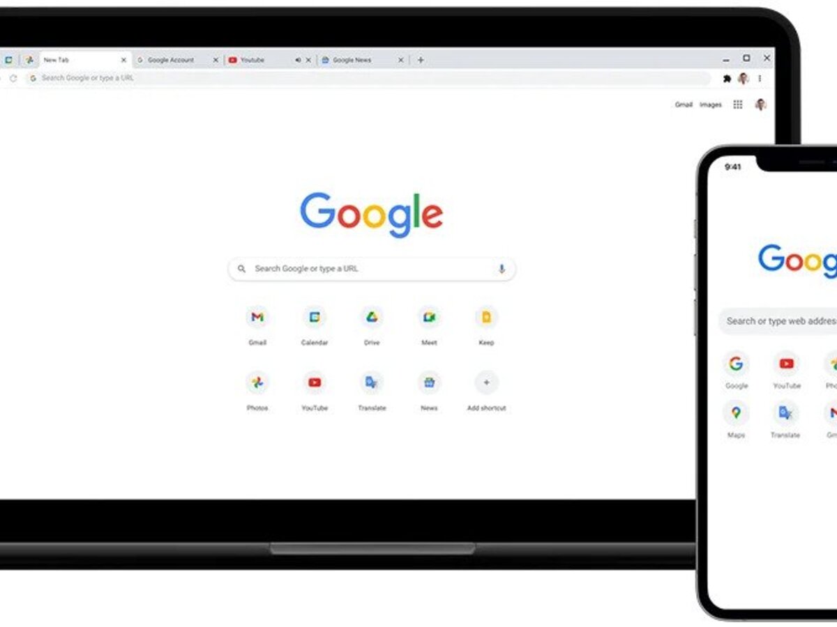 Google Chrome berjalan di komputer riba dan telefon