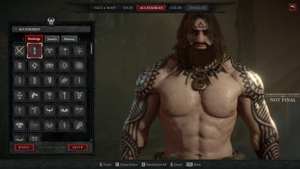 Schermo del Creatore di caratteri Diablo 4 caratteri