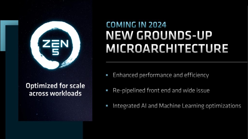 Diapositiva de presentación de AMD con diferencias de arquitectura