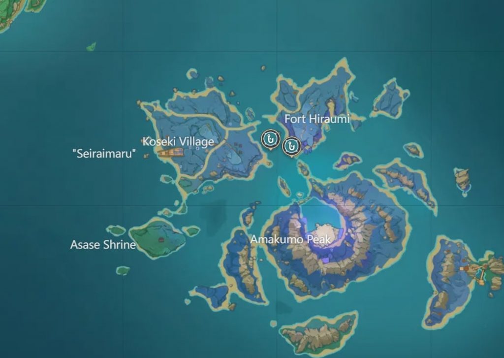 Jeder Fangort auf der Insel Seirai, markiert über Tevyat Interactive Map