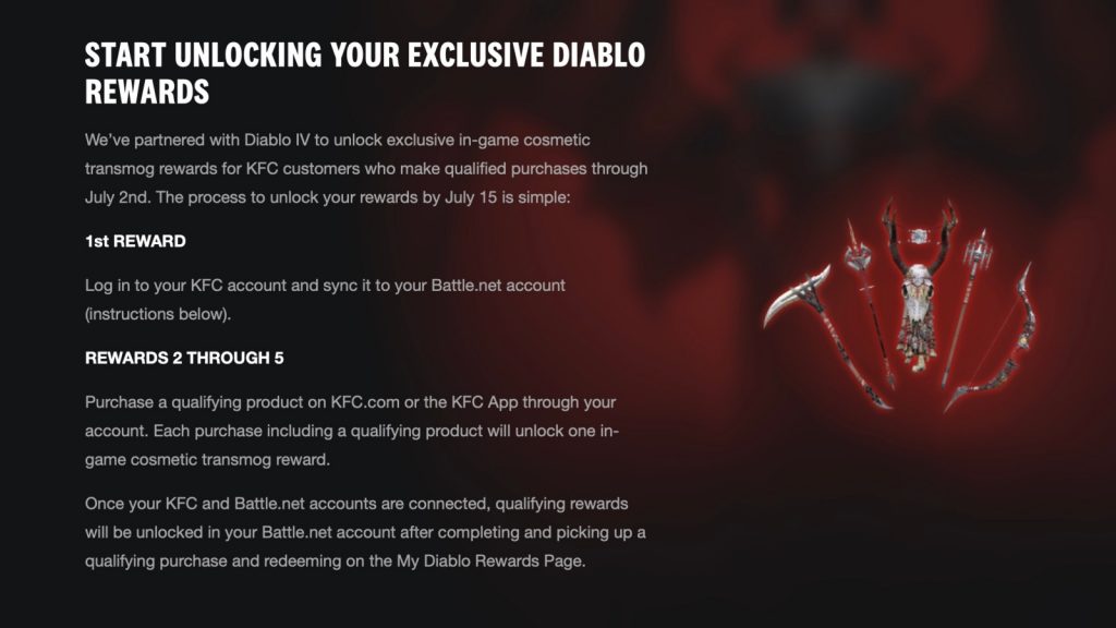 Diablo 4 KFC Récompenses