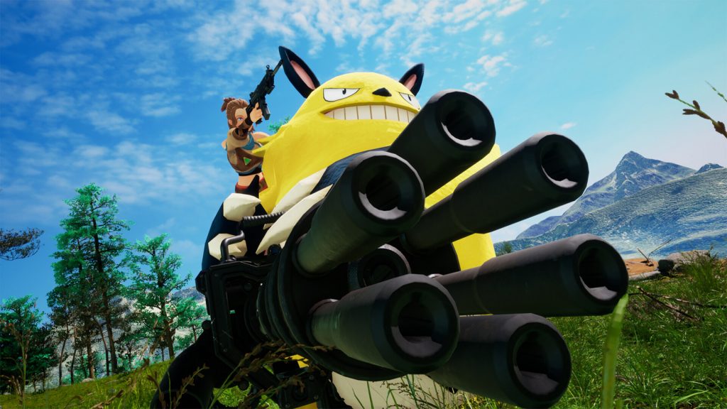 Екранна снимка от Palworld, която се описва като Pokemon с оръжия