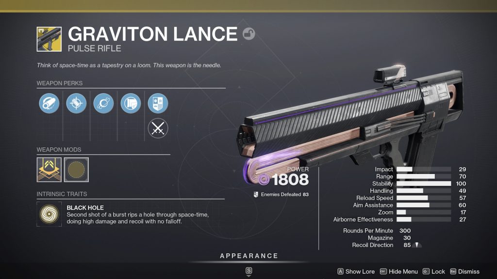 El rifle de pulso exótico de Graviton Lance de Destiny 2