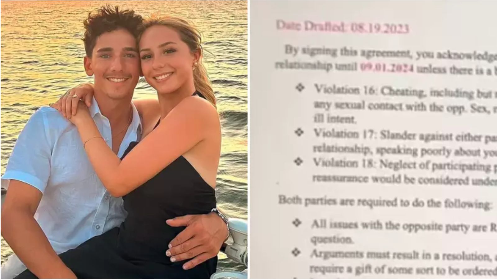 Woman goes viral with contract for partner saying she can sue if he ...