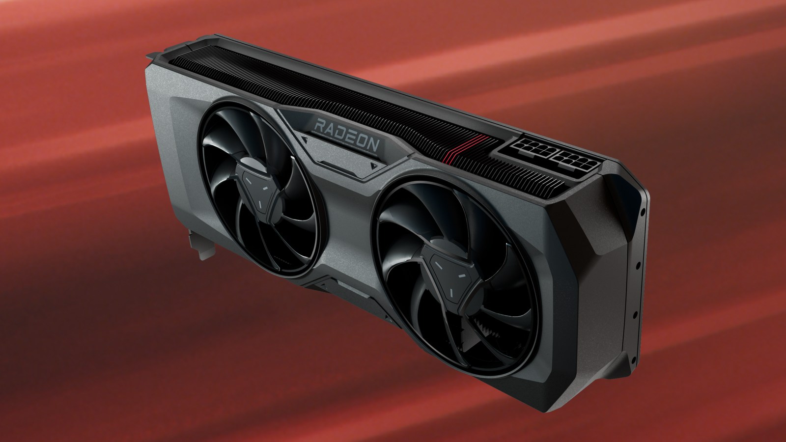 AMD RX 7800 XT על רקע אדום
