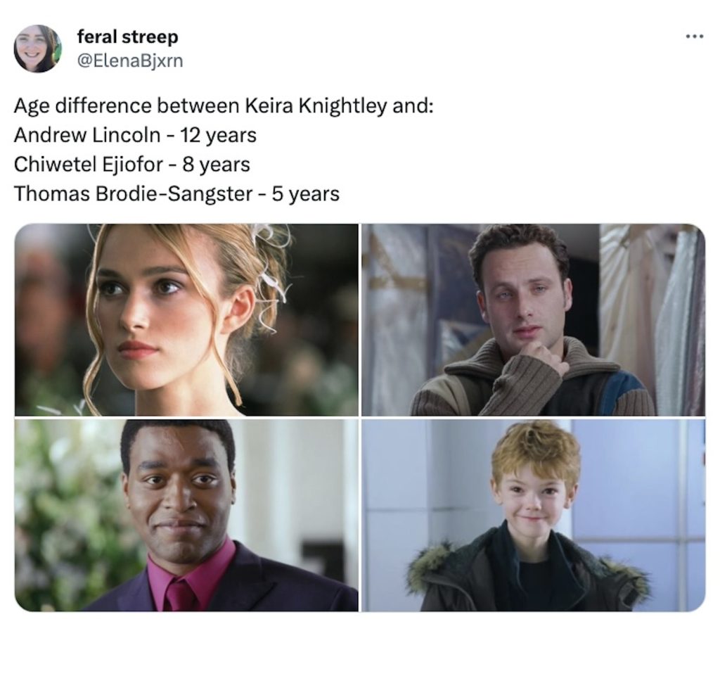 Keira Knightley's Age Gap in Love Actually Continues to Shock Fans