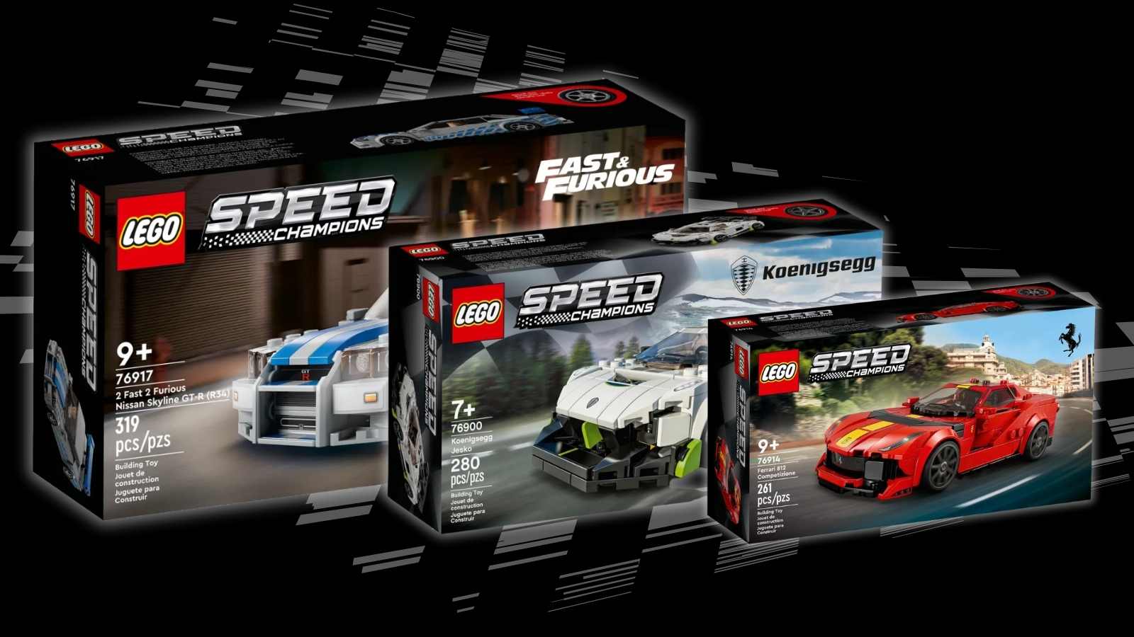 LEGO 76917 Speed Champions 2 Fast 2 Furious Nissan Skyline GT-R Race Car  Toy Model Building Kit & 76914 Speed Champions Ferrari 812 Competizione