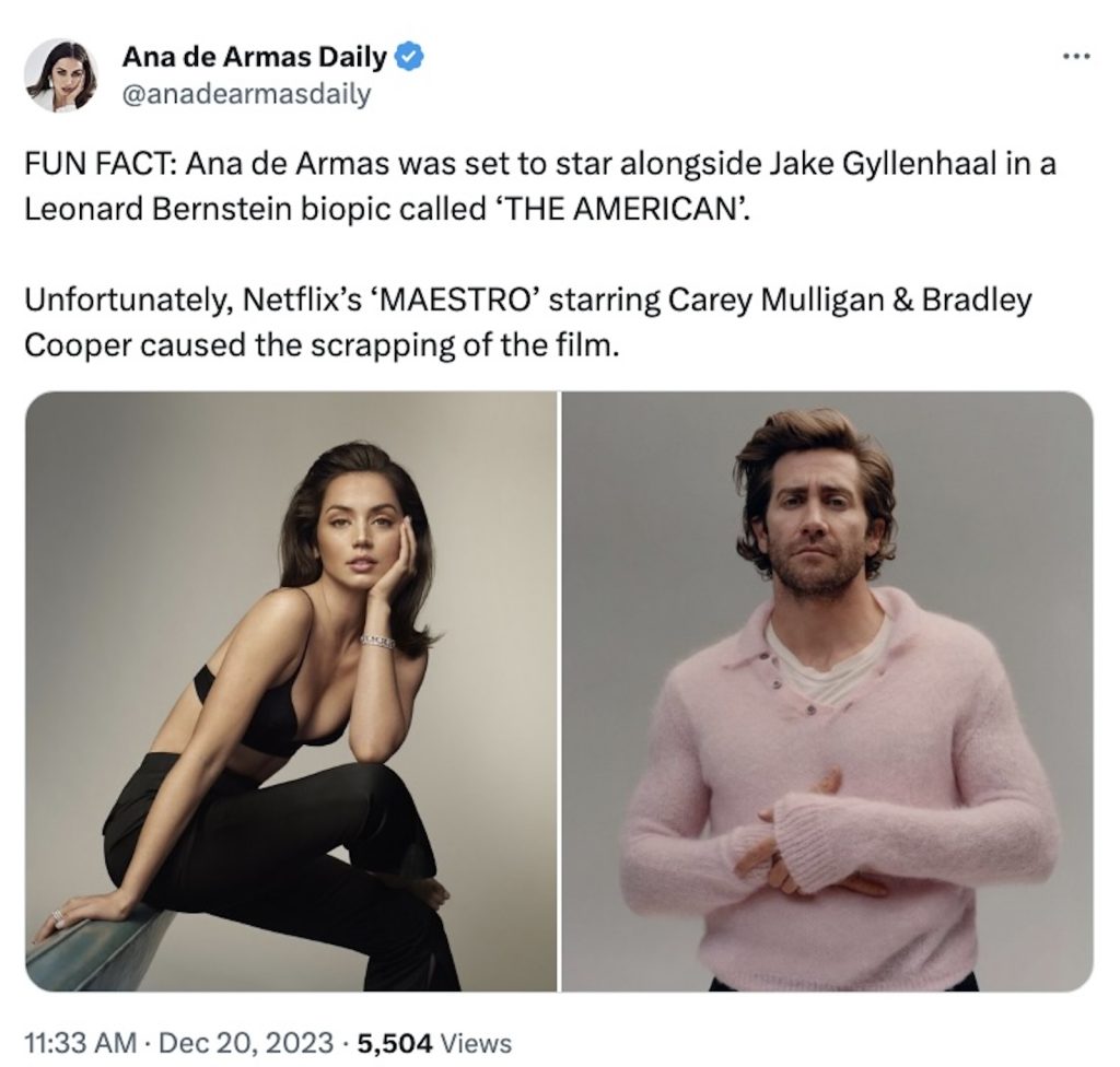 Outrage among Fans as Ana de Armas Film Canceled due to Maestro