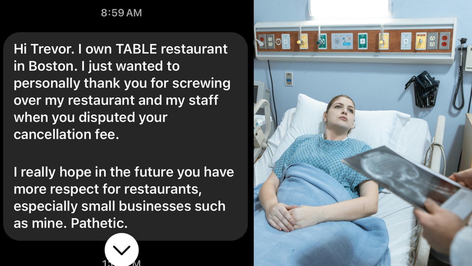 Hospitalized person receives “gross” message from restaurant owner after cancellation - Dexerto