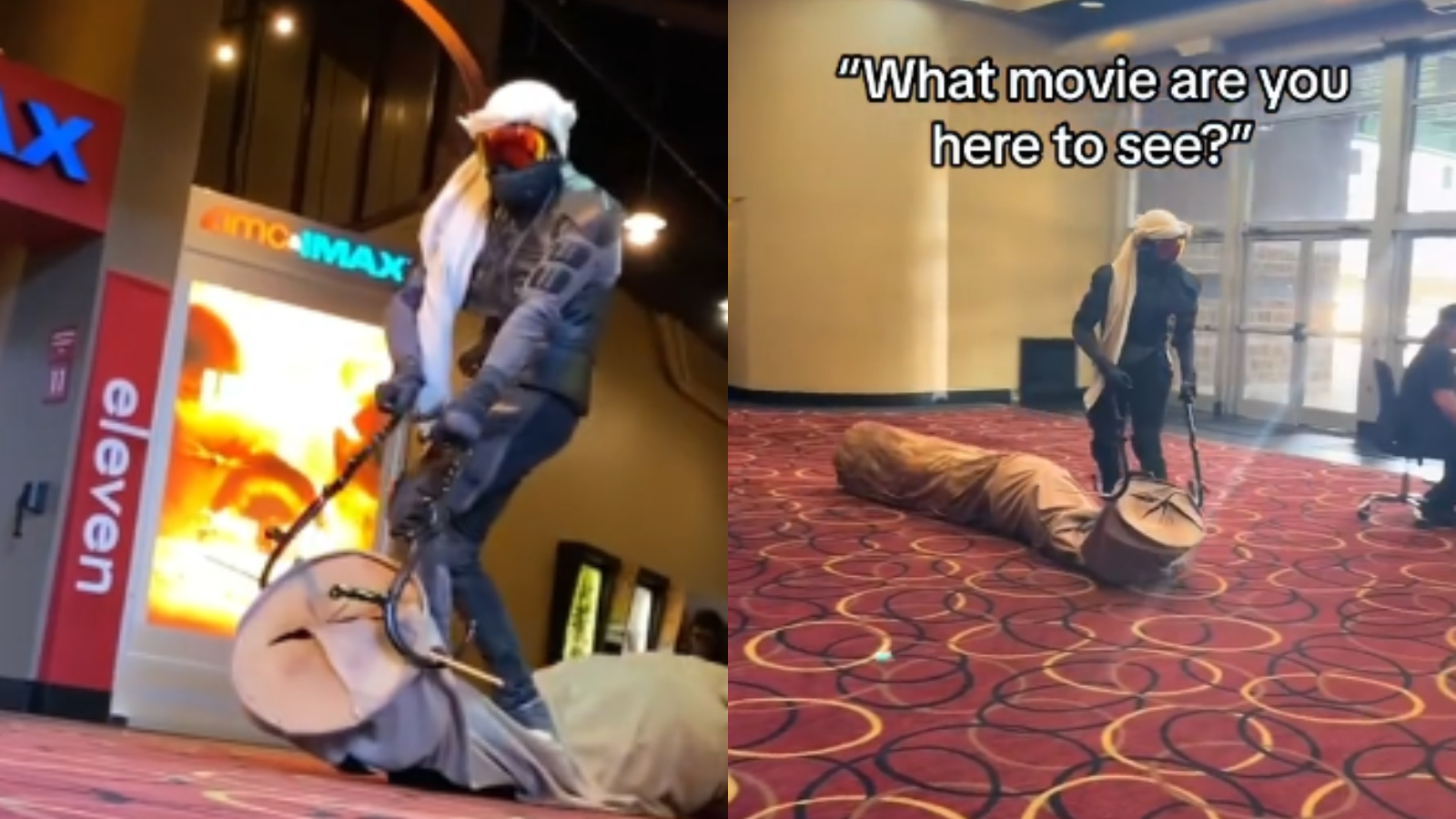 Dune 2 cosplayer goes viral riding sandworm into AMC theater - Dexerto